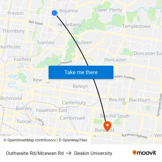 Outhwaite Rd/Mcewan Rd to Deakin University map