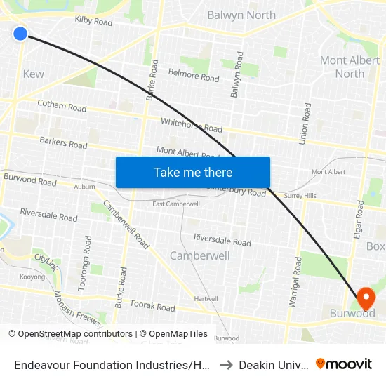 Endeavour Foundation Industries/Hutchinson Dr to Deakin University map