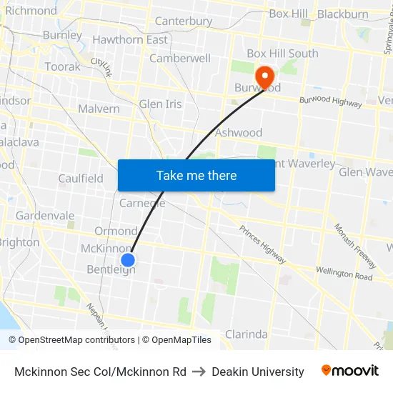 Mckinnon Sec Col/Mckinnon Rd to Deakin University map