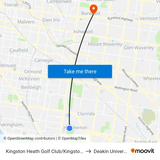 Kingston Heath Golf Club/Kingston Rd to Deakin University map