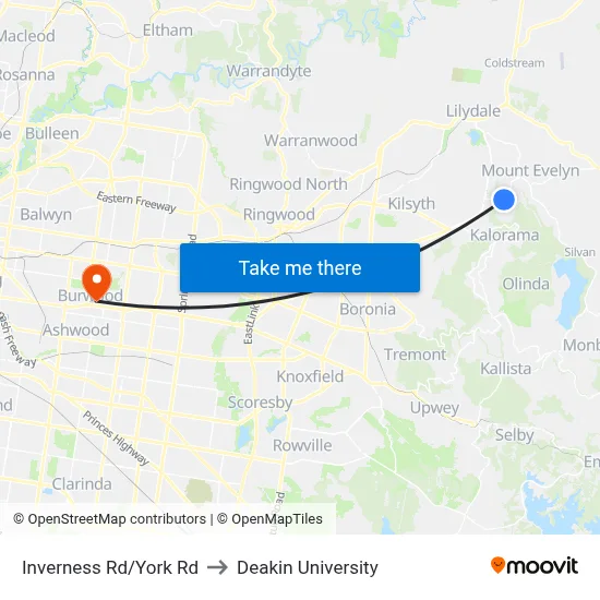 Inverness Rd/York Rd to Deakin University map