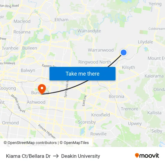 Kiama Ct/Bellara Dr to Deakin University map