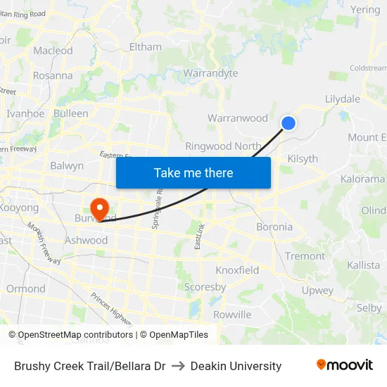 Brushy Creek Trail/Bellara Dr to Deakin University map
