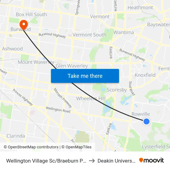 Wellington Village Sc/Braeburn Pde to Deakin University map