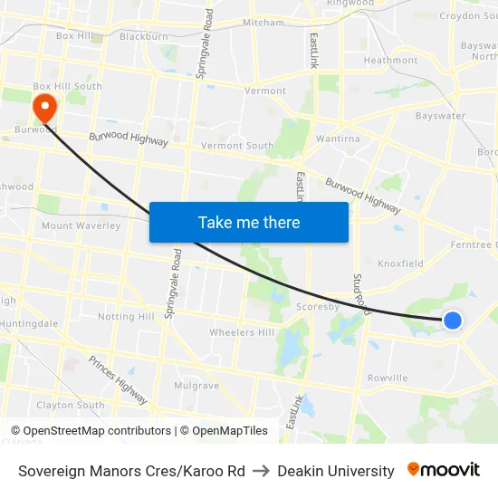 Sovereign Manors Cres/Karoo Rd to Deakin University map