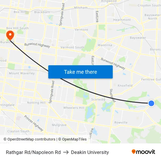 Rathgar Rd/Napoleon Rd to Deakin University map