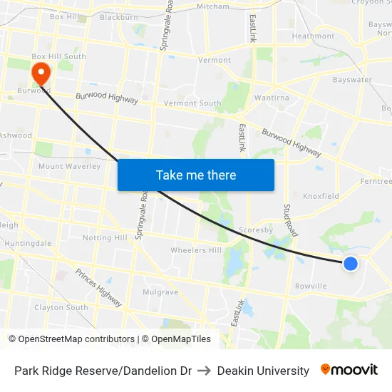 Park Ridge Reserve/Dandelion Dr to Deakin University map