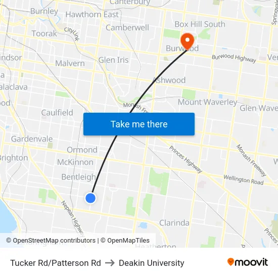 Tucker Rd/Patterson Rd to Deakin University map