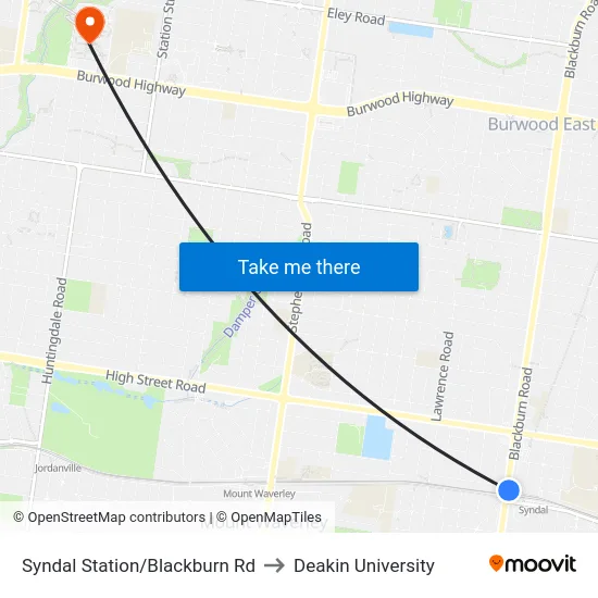 Syndal Station/Blackburn Rd to Deakin University map