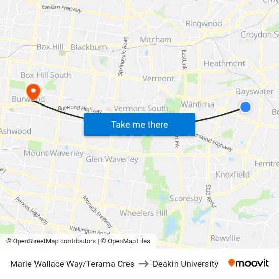 Marie Wallace Way/Terama Cres to Deakin University map