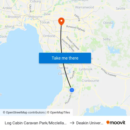 Log Cabin Caravan Park/Mcclelland Dr to Deakin University map