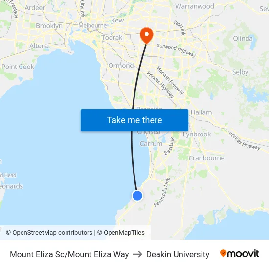 Mount Eliza Sc/Mount Eliza Way to Deakin University map