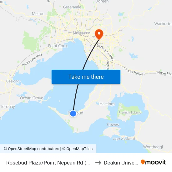 Rosebud Plaza/Point Nepean Rd to Deakin University map