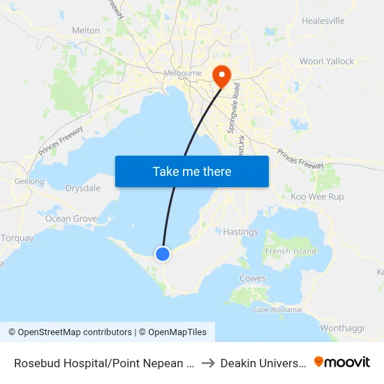 Rosebud Hospital/Point Nepean Rd to Deakin University map