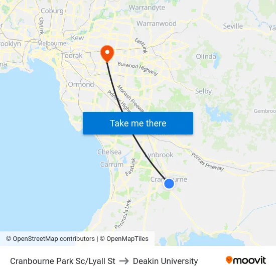 Cranbourne Park Sc/Lyall St to Deakin University map
