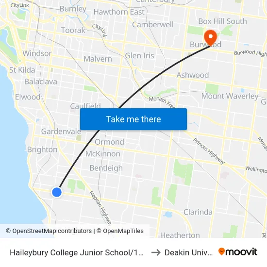 Haileybury College Junior School/118 South Rd to Deakin University map