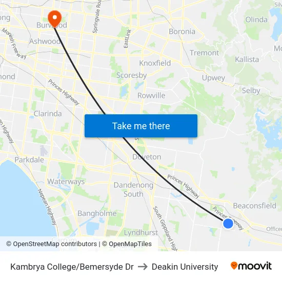 Kambrya College/Bemersyde Dr to Deakin University map