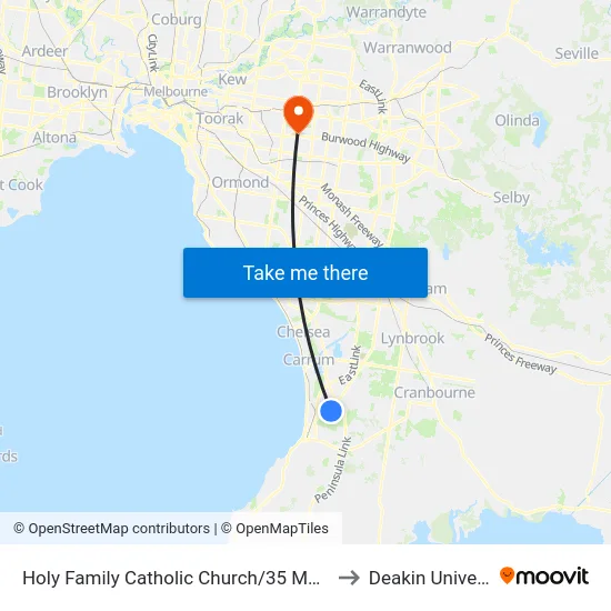 Holy Family Catholic Church/35 Moreton St to Deakin University map