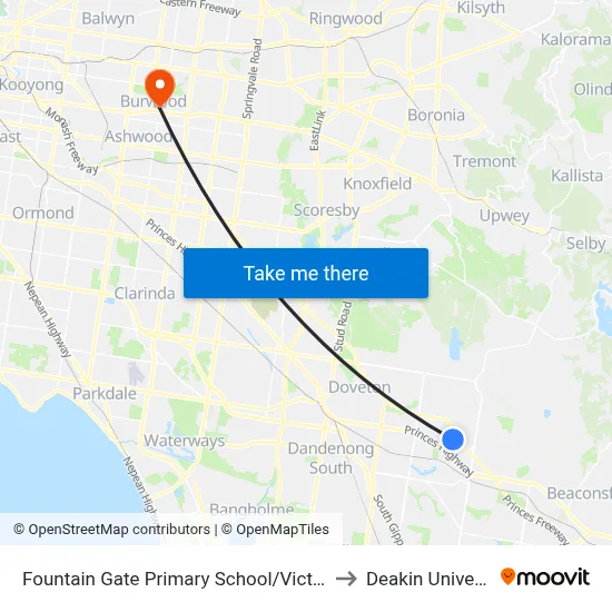 Fountain Gate Primary School/Victoria Rd to Deakin University map