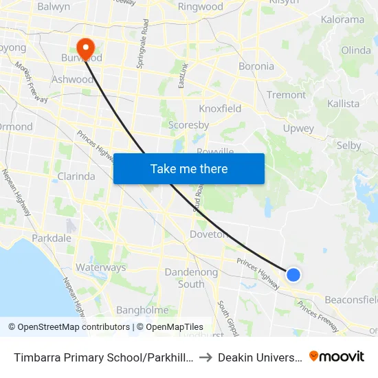 Timbarra Primary School/Parkhill Dr to Deakin University map