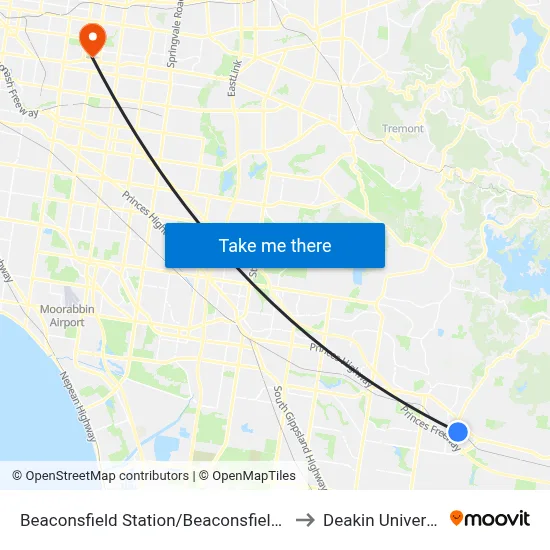 Beaconsfield Station/Beaconsfield Ave to Deakin University map