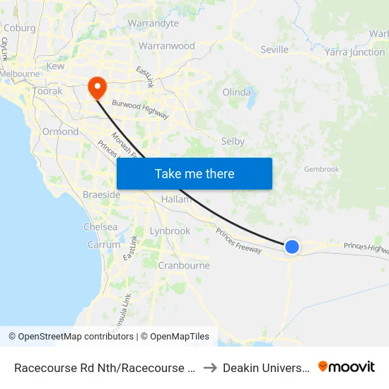 Racecourse Rd Nth/Racecourse Rd to Deakin University map