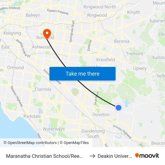 Maranatha Christian School/Reema Bvd to Deakin University map