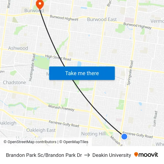 Brandon Park Sc/Brandon Park Dr to Deakin University map