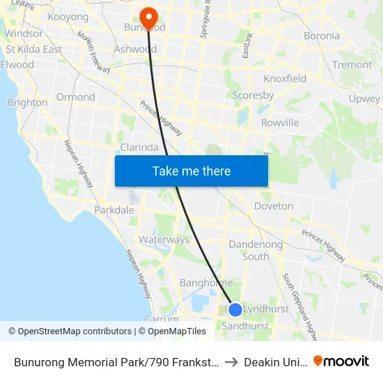 Bunurong Memorial Park/790 Frankston-Dandenong Rd to Deakin University map