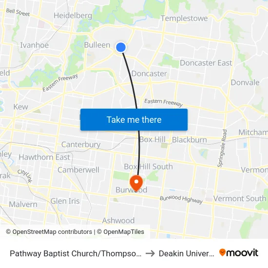 Pathway Baptist Church/Thompsons Rd to Deakin University map