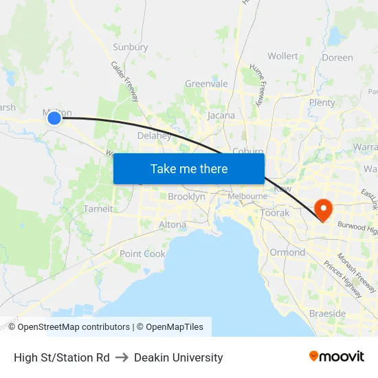 High St/Station Rd to Deakin University map