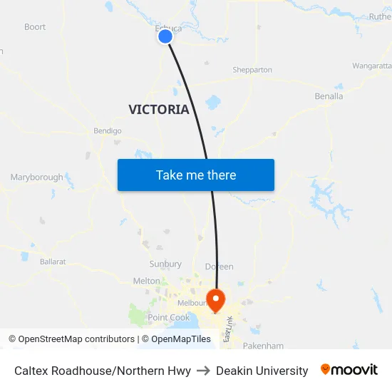 Caltex Roadhouse/Northern Hwy to Deakin University map