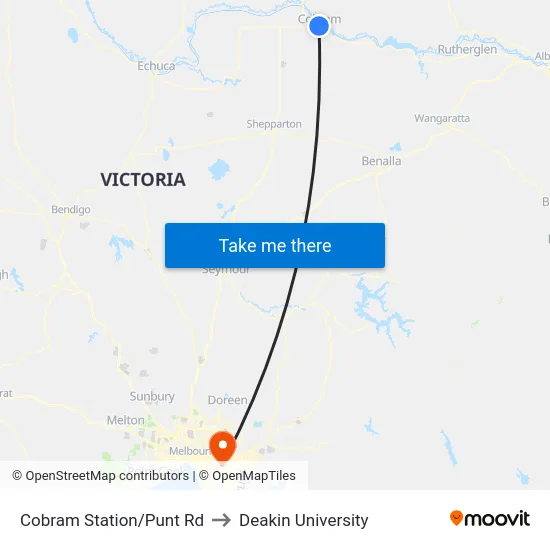 Cobram Station/Punt Rd to Deakin University map