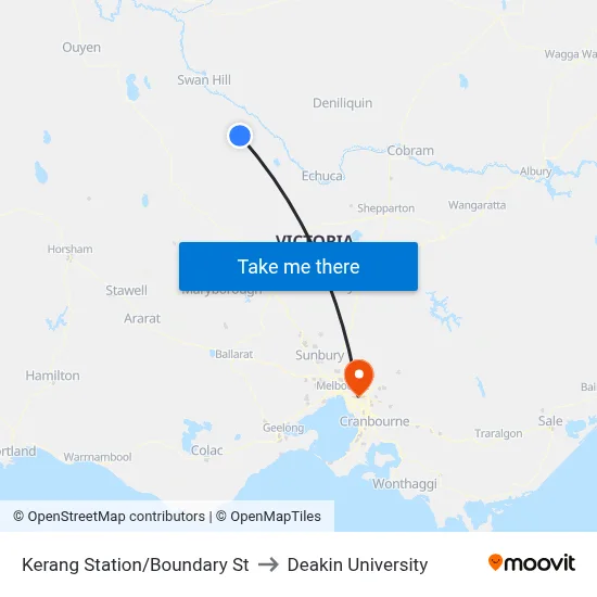 Kerang Station/Boundary St to Deakin University map