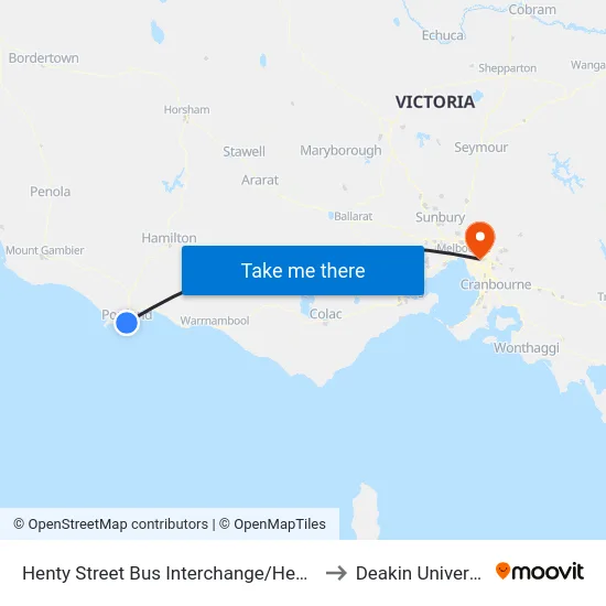 Henty Street Bus Interchange/Henty St to Deakin University map
