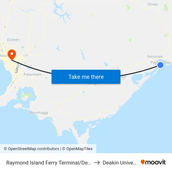 Raymond Island Ferry Terminal/Devon Rd to Deakin University map