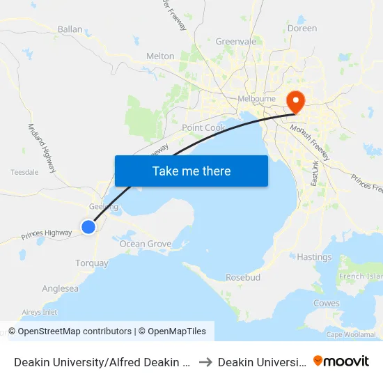 Deakin University/Alfred Deakin Dr to Deakin University map