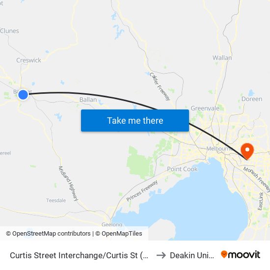 Curtis Street Interchange/Curtis St (Ballarat Central) to Deakin University map