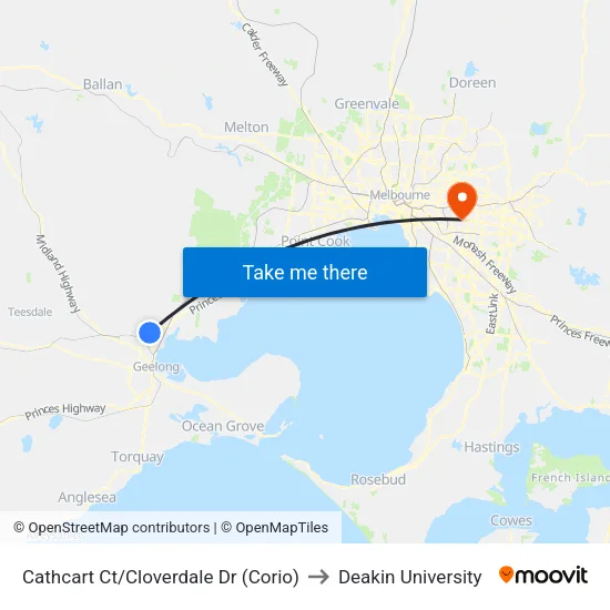 Cathcart Ct/Cloverdale Dr to Deakin University map