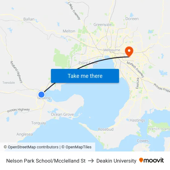Nelson Park School/Mcclelland St to Deakin University map