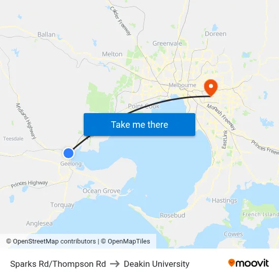 Sparks Rd/Thompson Rd to Deakin University map