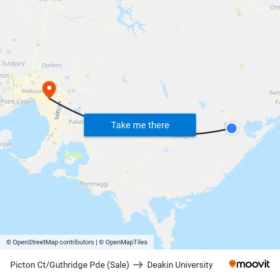 Picton Ct/Guthridge Pde to Deakin University map