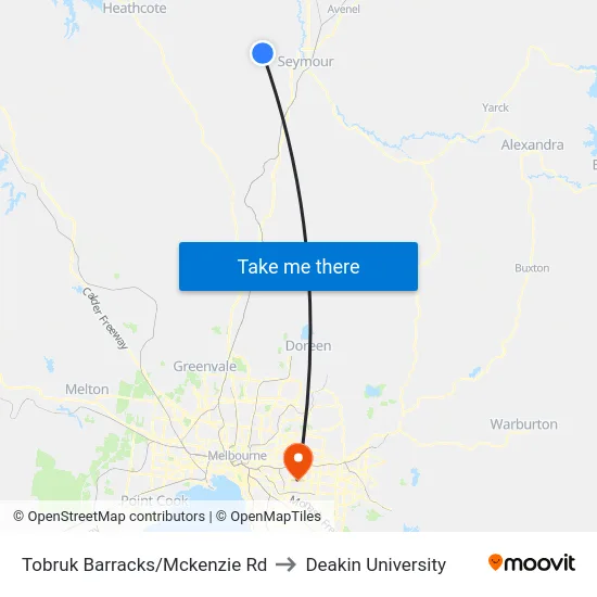 Tobruk Barracks/Mckenzie Rd to Deakin University map