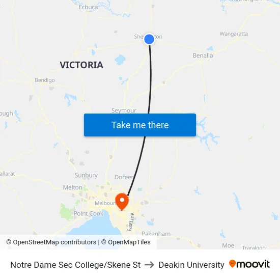 Notre Dame Sec College/Skene St to Deakin University map