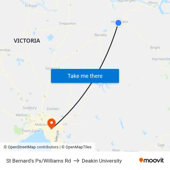 St Bernard's Ps/Williams Rd to Deakin University map
