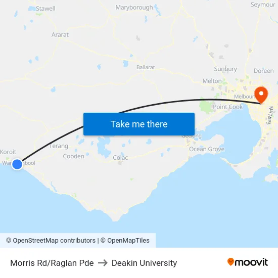 Morris Rd/Raglan Pde to Deakin University map