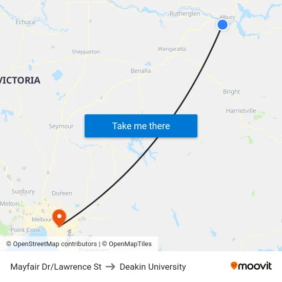 Mayfair Dr/Lawrence St to Deakin University map