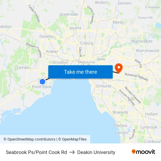 Seabrook Ps/Point Cook Rd to Deakin University map
