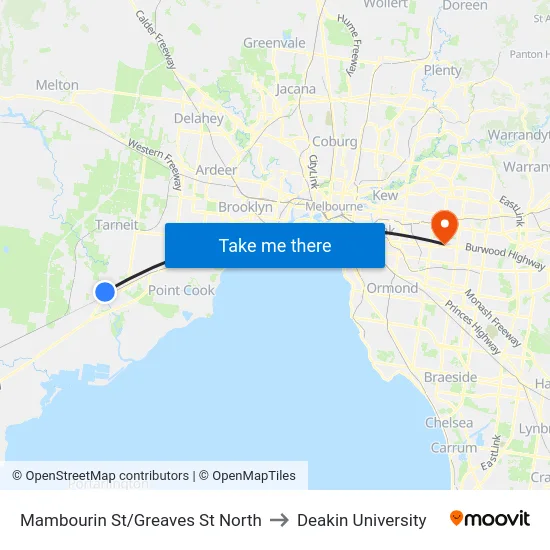 Mambourin St/Greaves St North to Deakin University map