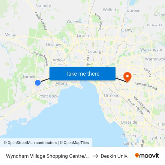 Wyndham Village Shopping Centre/Sayers Rd to Deakin University map